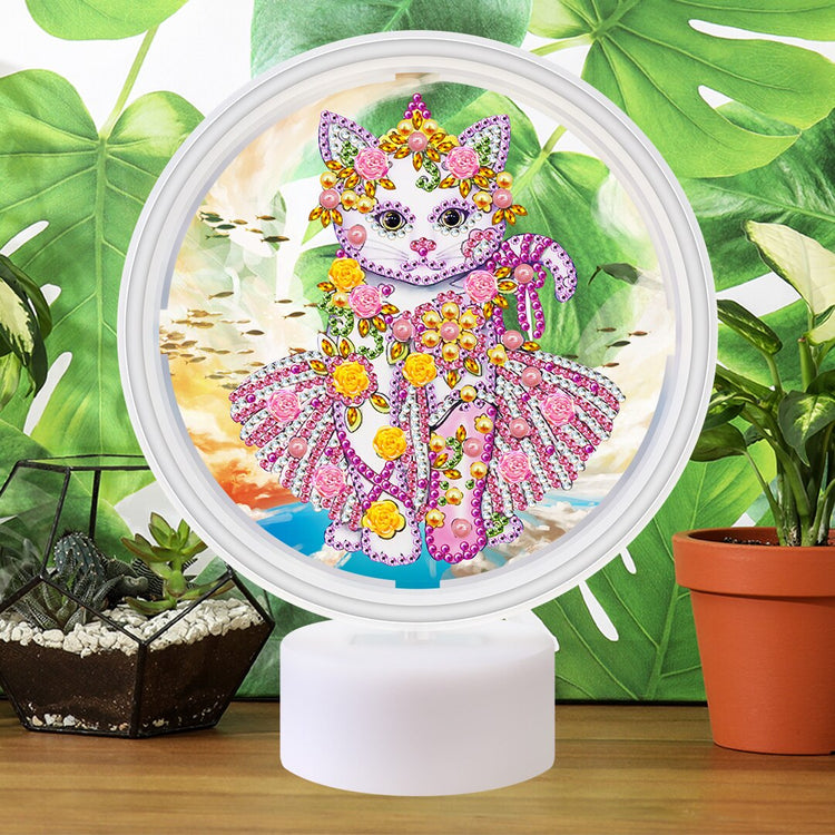 LED table lamp with diamond painting