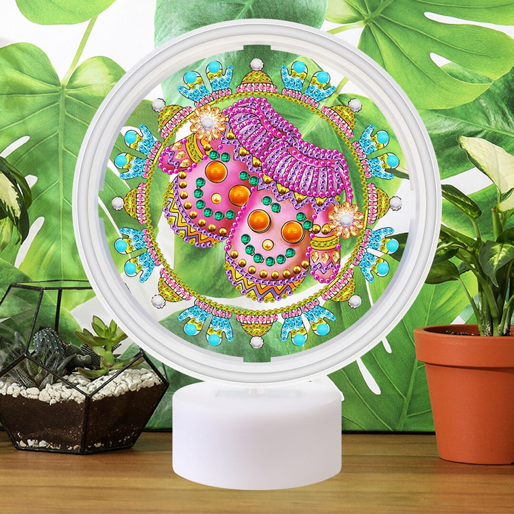 LED table lamp with diamond painting