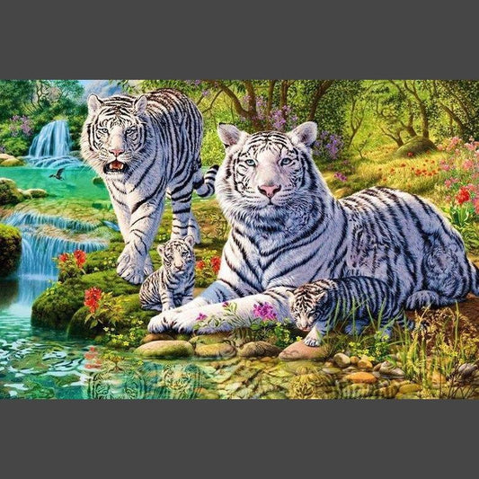Bengal Tiger Familie Diamond Painting Diamant Malerei 4SA1-DiamondpaintingX.ch