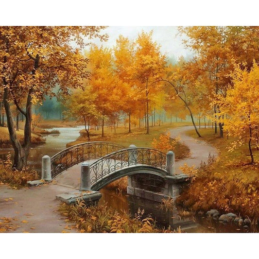 Brücke im Wald Diamond Painting Diamant Malerei-DiamondpaintingX.ch