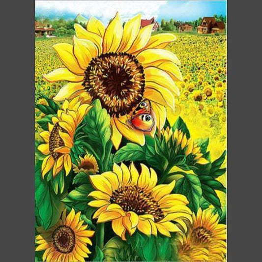 Sonnenblumen mit Schmetterling Diamond Painting Diamant Malerei-DiamondpaintingX.ch