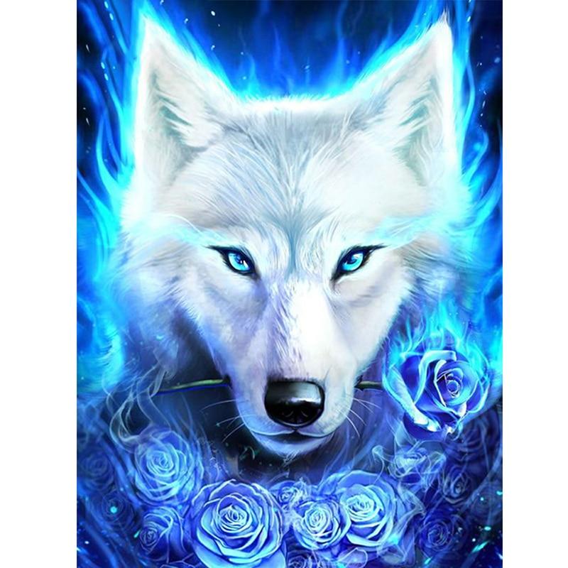 Wolf im blauen Brand Diamond Painting Diamant Malerei-DiamondpaintingX.ch