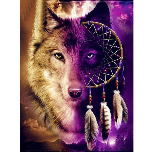 Wolf mit Traumfänger Diamond Painting Diamant Malerei-DiamondpaintingX.ch